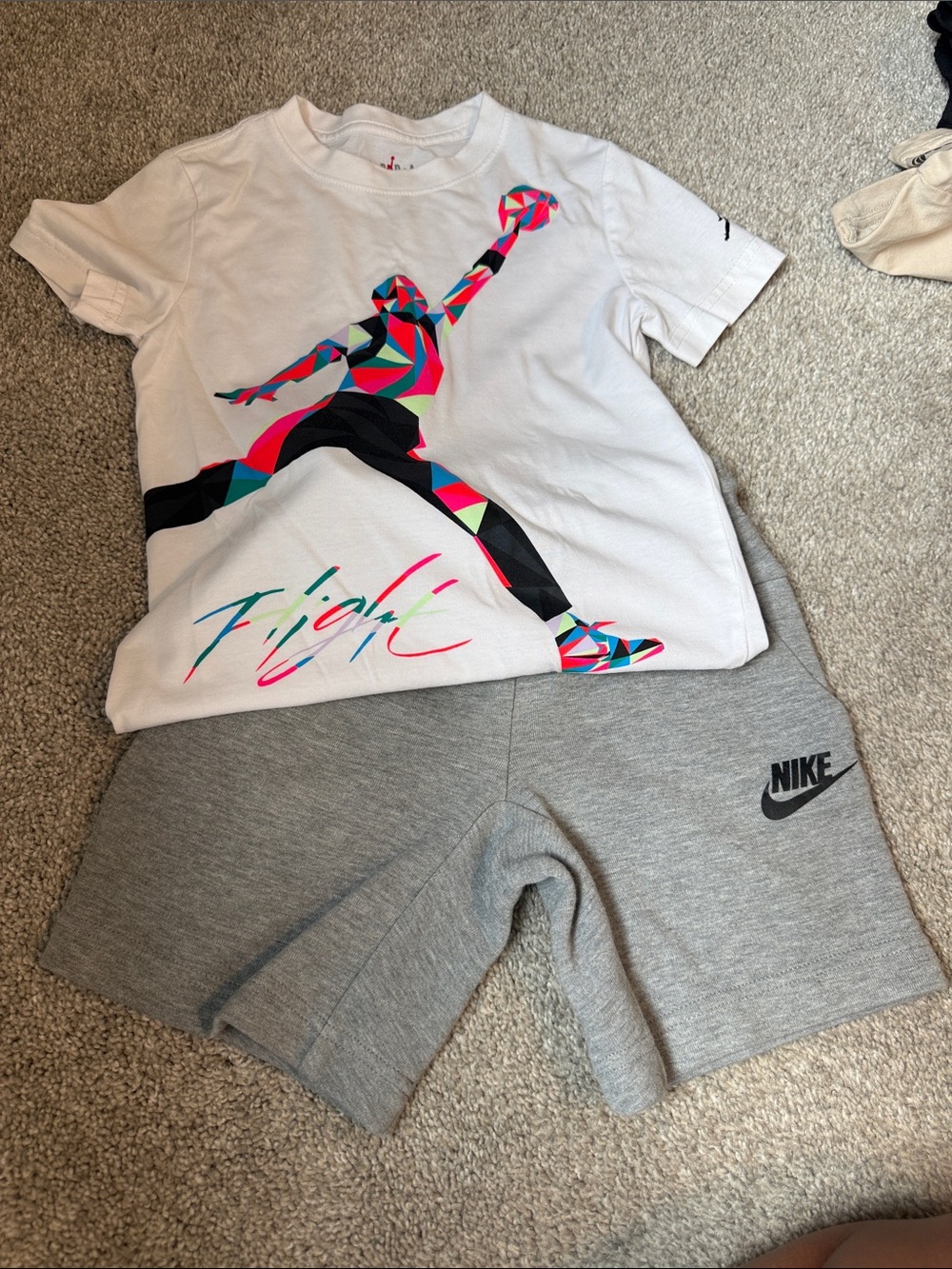 Nike Gray Tech Fleese Athletic Shorts with Jordan Tee